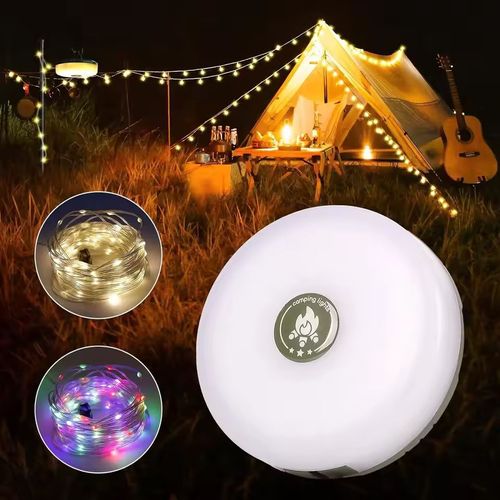 European and American popular retractable LED camping lights, tent atmosphere lights, multi-functional warm light colorful camping lights, Christmas decorative string lights.