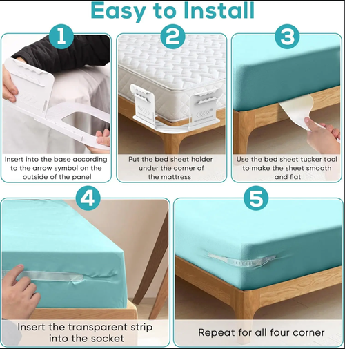 Easy Installation Bed Sheet Holders with Lock Strips Reusable Fitted All Mattress Holders No More Loose Sheets