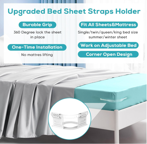 Easy Installation Bed Sheet Holders with Lock Strips Reusable Fitted All Mattress Holders No More Loose Sheets