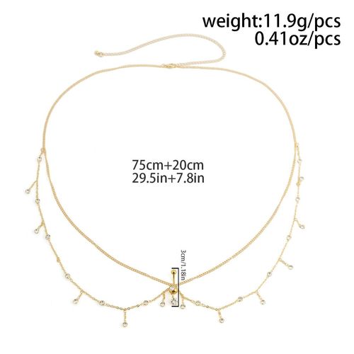 Sexy beach imitation pearl tassel rhinestone waist chain body chain zircon belly button nail body chain
