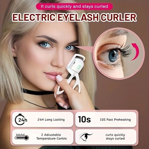 Portable small electric eyelash curler with heating function, rechargeable, curling and curling function