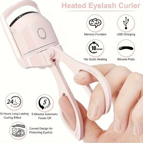 Portable small electric eyelash curler with heating function, rechargeable, curling and curling function
