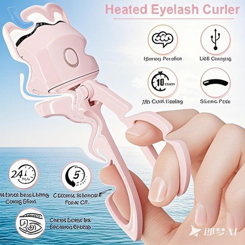 Portable small electric eyelash curler with heating function, rechargeable, curling and curling function