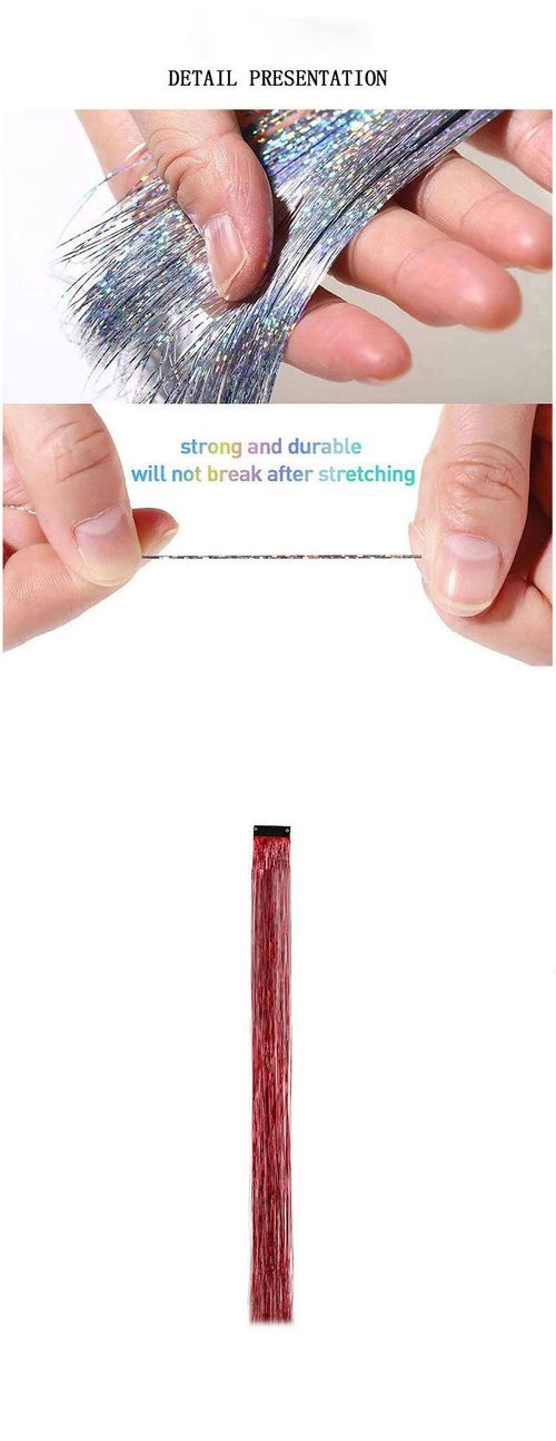 12 tablets Colorful Party Tinsel Hair Extensions Sparkling Seamless Clip-In Daily Wear Special Occasions