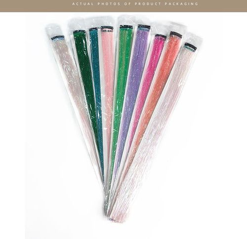 12 tablets Colorful Party Tinsel Hair Extensions Sparkling Seamless Clip-In Daily Wear Special Occasions