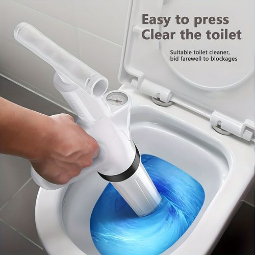 1pc Heavy-Duty Drain Jet Gun - Powerful Toilet Plunger for Unclogging Bathroom, Sink, and Floor Drains, Air Plunger Tool with Adjustable Pressure, No Electricity Needed, Durable Plastic Design