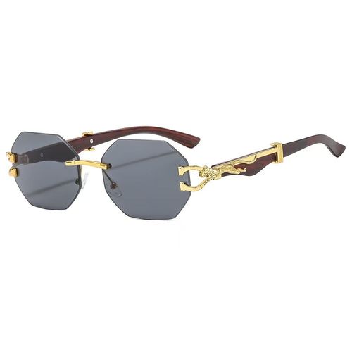 Retro Wood Grain Leopard Temple Sunglasses Men's Octagonal Fashion Anti-UV Women's Sunglasses