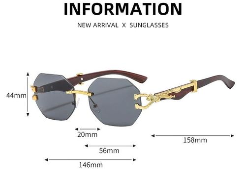 Retro Wood Grain Leopard Temple Sunglasses Men's Octagonal Fashion Anti-UV Women's Sunglasses