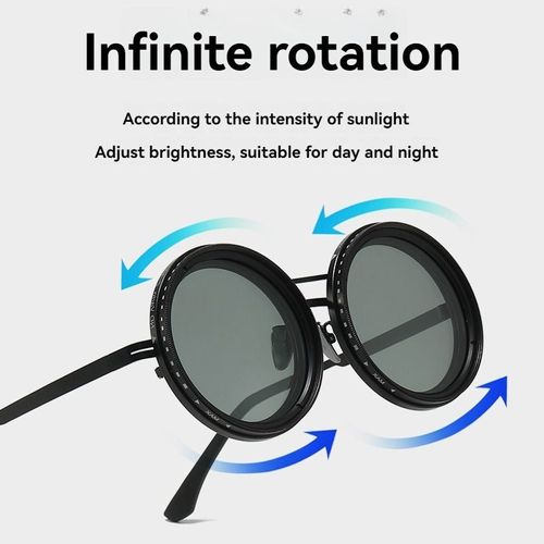 9gears ND Adjustable Sunglasses Fishing Shades Round Polarized Adjustable Tint Dimming Sunglasses with Built-in ND Filter
