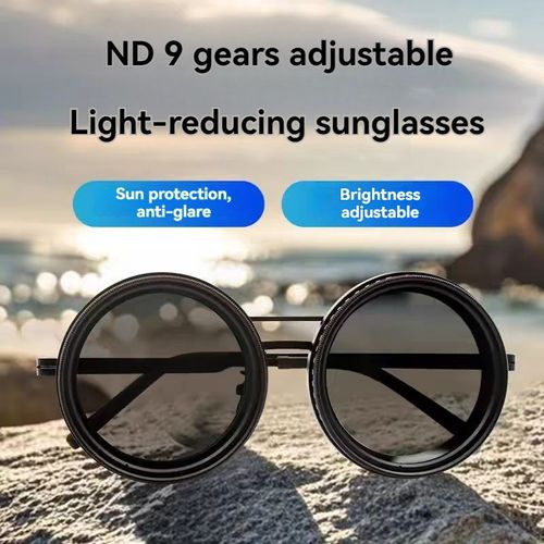 9gears ND Adjustable Sunglasses Fishing Shades Round Polarized Adjustable Tint Dimming Sunglasses with Built-in ND Filter