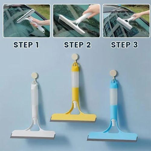 Three-in-one glass wiper with multi-function double-sided scraping and built-in spray bottle