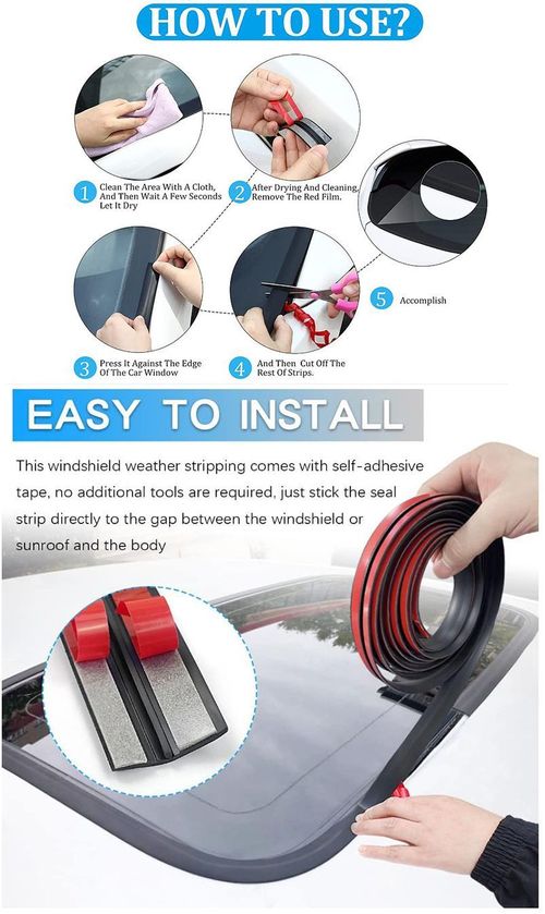 Automobile weatherstripping, front windshield and sunroof sound-insulating and waterproof strips