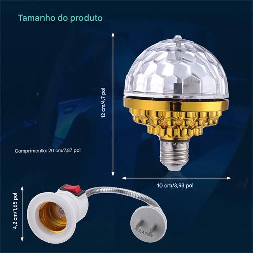Bola de Luz Mágica Giratória Colorida E27 RGB LED Bola Mágica Luz de Palco com Soquete Luz Ambiente Adequada para Festas KTV e Casamentos