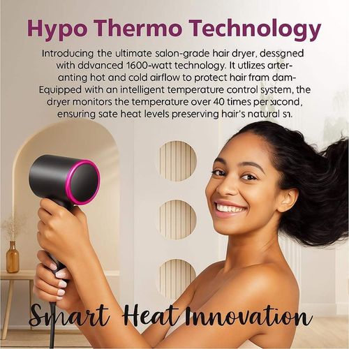 1600W DC Motor Negative Ion Bladeless Hair Dryer with 110,000 RPM and Five Attachments