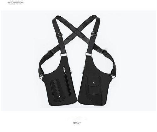 Hot Selling Vintage Waterproof PU Utility Vest Custom Embossed Logo Phone Anti Theft Crossbody Sling Leather Harness Bag
