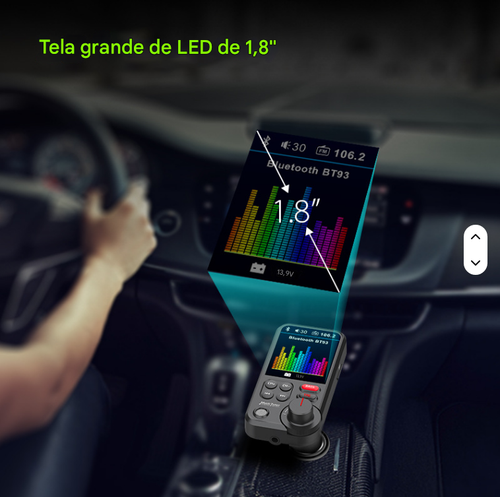 Reprodutor de MP3 sem fio para carro, transmissor FM e kit estéreo para qualquer carro