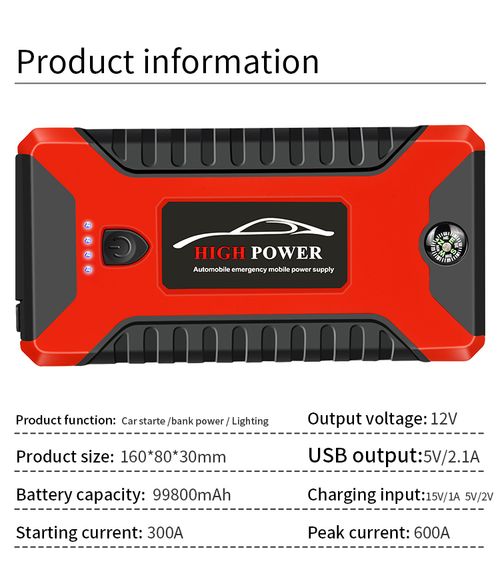 12v Portable Car Jump Starter with air Compressor Car Battery Jump Starter Power Station Multi Function Jump Starter Car