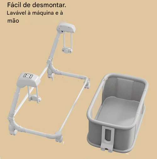 Novo berço elétrico para bebês, berço de bebê com controle remoto, cama de balanço com rodas e música