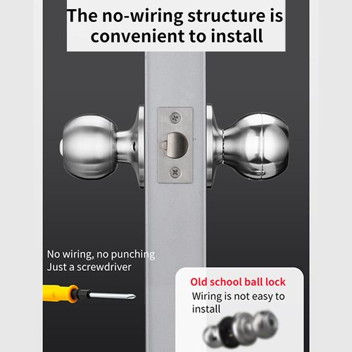 Apartment bedroom biometric fingerprint spherical knob cylindrical handle lock round knob electric lock