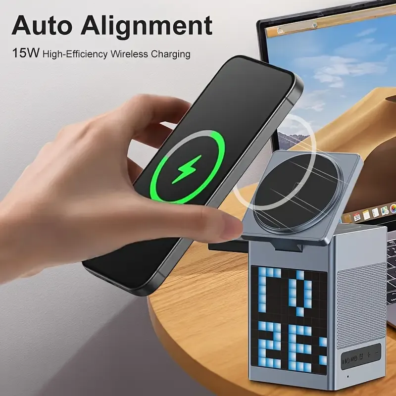 Multifunctional 6-in-1 magnetic wireless charger compatible with TECNO, SAMSUNG, Infinix devices for fast charging