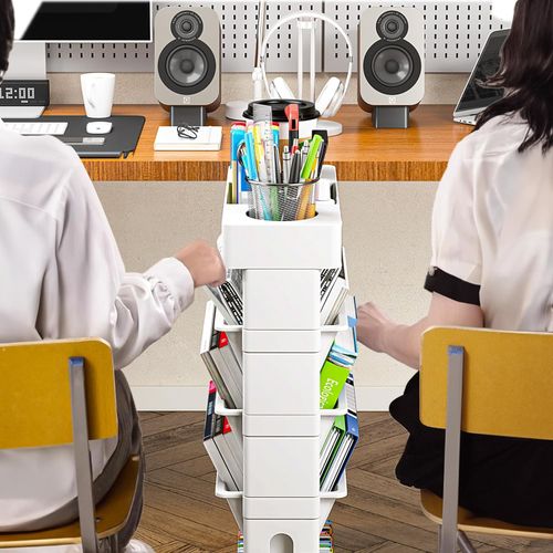 Organizador de arquivos de mesa de metal com 5 camadas e rodas para artigos de escritório, estante para armazenamento de revistas, para escola, sala de aula e casa 复制