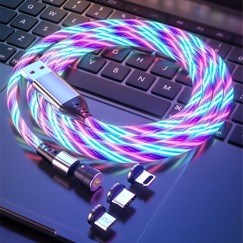 3 in 1 Fast Glow Magnetic Hybrid Light Luminous Type C Charger Cable USB Data Cable Mobile Phone Charging