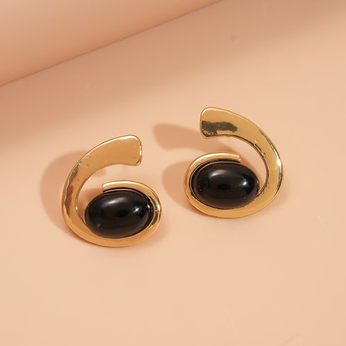 Oval Snail-Shaped Link Necklace and Earring Set Vintage Exquisite Exaggerated Style