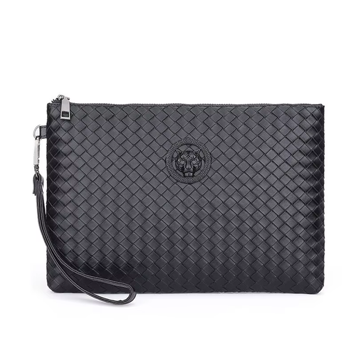 Exquisite tiger-head logo and classic weave pattern, portable men's clutch bag