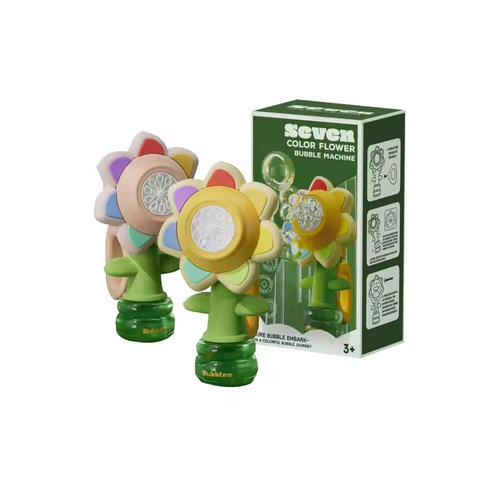 Hot selling summer children's cartoon automatic twist hair dryer colorful flower-shaped bubble machine suitable for boys and girls