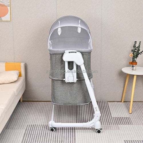 Novo berço elétrico para bebês, berço de bebê com controle remoto, cama de balanço com rodas e música