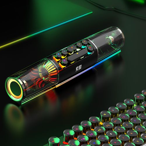 Alto-falantes estéreo para jogos com subwoofer surround 3D com luzes coloridas Dezzle e alto-falante sem fio para cartão TF