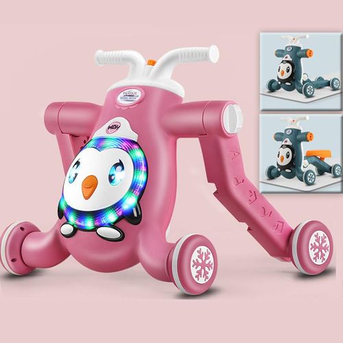 Andador multifuncional ajustável para bebês com 4 rodas e estrutura de plástico