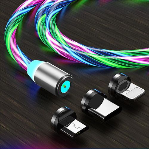 3 in 1 Fast Glow Magnetic Hybrid Light Luminous Type C Charger Cable USB Data Cable Mobile Phone Charging