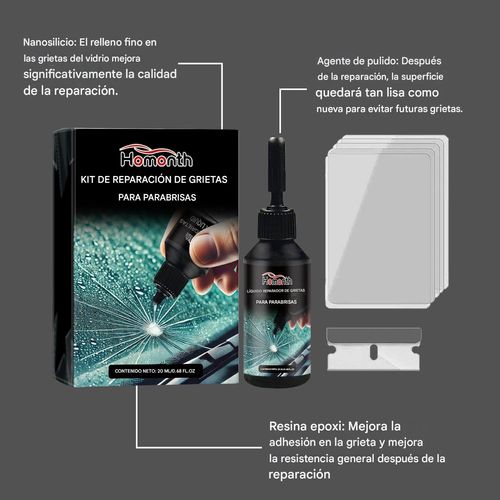 Kit de reparación de parabrisas de coche, para reparar cristales dañados, agrietados, con marcas de diana y estrella.