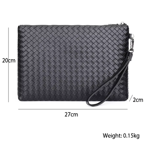 Exquisite tiger-head logo and classic weave pattern, portable men's clutch bag