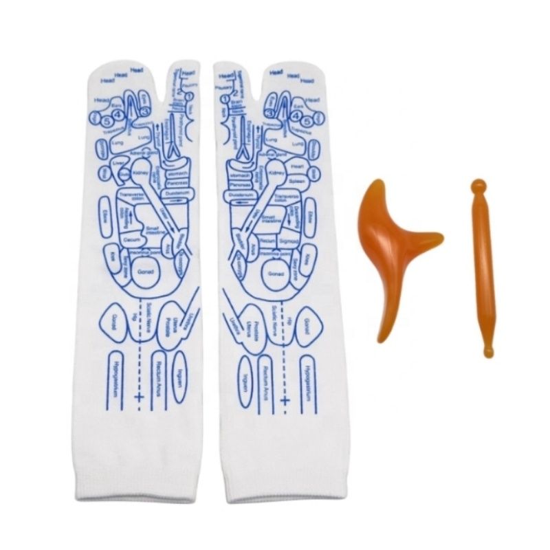 Acupressure Foot Reflexology Cotton Socks With Massage Tool Sticks Sets