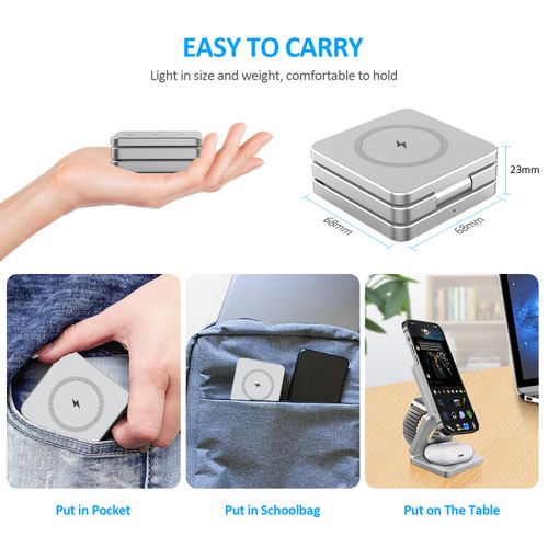 Wireless Charger 3 in 1 Foldable Magnetic Wireless