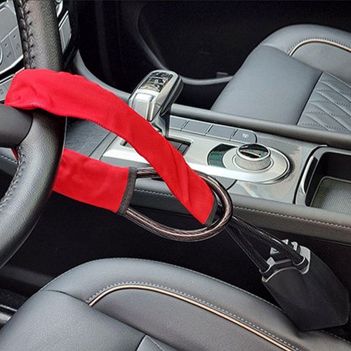 B-FARBIN Car Antitheft Locking Devices Car Steering Wheel to Seat Belt Lock Anti Theft Strips Lock for Car Truck SUV Van Golf