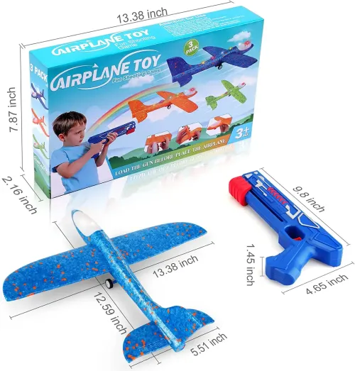 Outdoor games children's glider flying foam airplane handheld shooting gun model shooting flying cyclotron toy with light