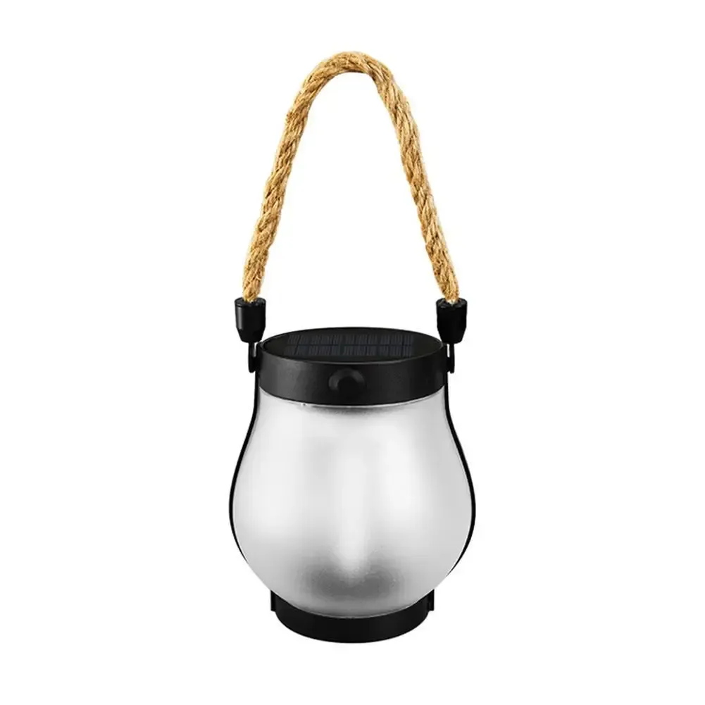 Solar Jute Flame Light USB Rechargeable Outdoor Courtyard Home Decoration Light Multi-Functional Waterproof Hanging Lamp