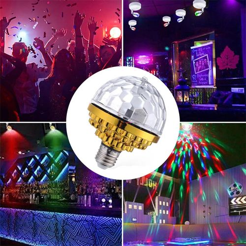 Bola de Luz Mágica Giratória Colorida E27 RGB LED Bola Mágica Luz de Palco com Soquete Luz Ambiente Adequada para Festas KTV e Casamentos