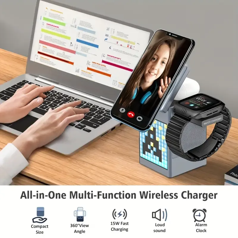 Multifunctional 6-in-1 magnetic wireless charger compatible with TECNO, SAMSUNG, Infinix devices for fast charging