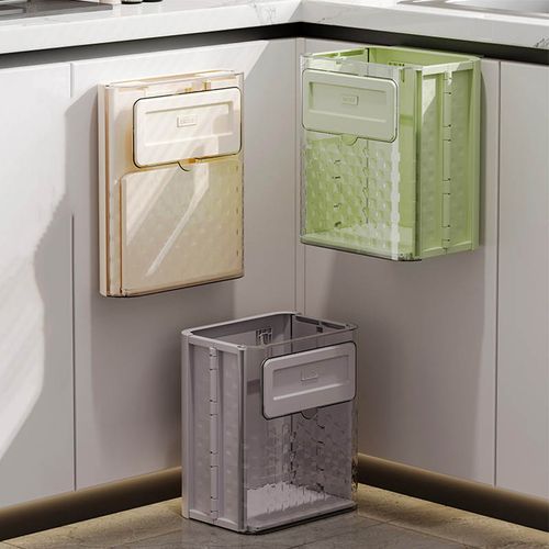 Hot Sale Kitchen and Home Folding Plastic Hanging Trash Can Wall Mounted Trash Can for Bathroom Toilet Waste Storage