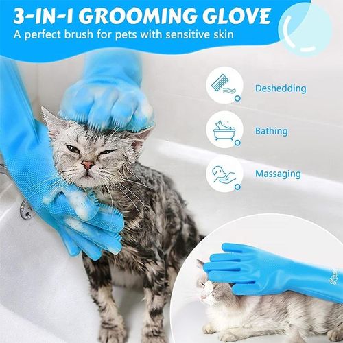 Multifunctional silicone cleaning gloves, suitable for dog and cat bathing, bathroom use, dog hair cleaning gloves