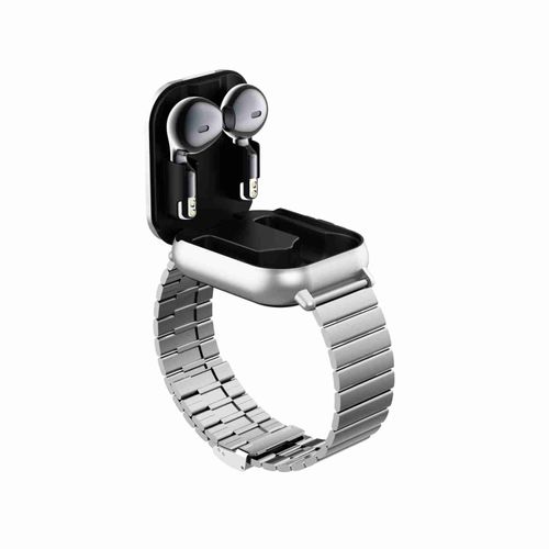 Novos produtos imperdíveis 2,01 polegadas 2 em 1 fone de ouvido sem fio pulseira de aço relógio inteligente monitoramento de saúde NFC smartwatch com fone de ouvido