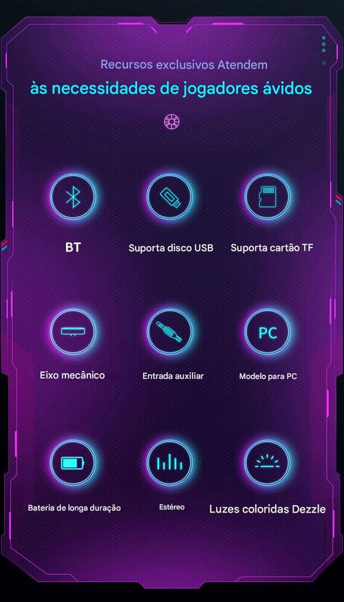 Alto-falantes estéreo para jogos com subwoofer surround 3D com luzes coloridas Dezzle e alto-falante sem fio para cartão TF