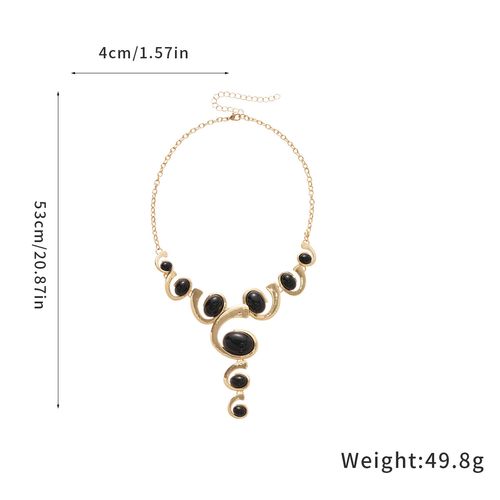 Oval Snail-Shaped Link Necklace and Earring Set Vintage Exquisite Exaggerated Style