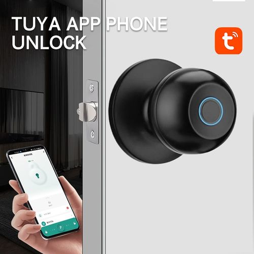 Apartment bedroom biometric fingerprint spherical knob cylindrical handle lock round knob electric lock
