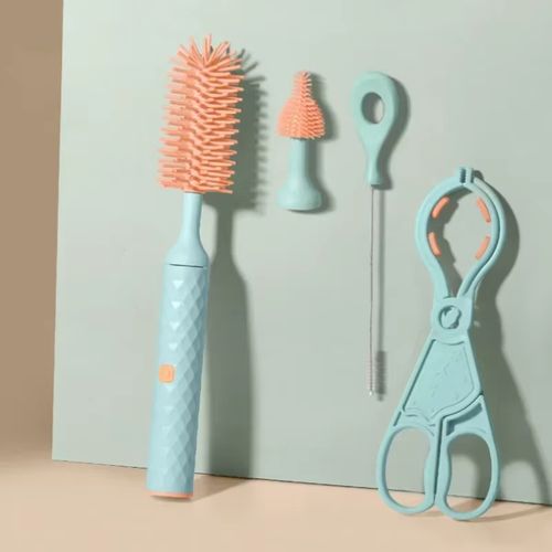 Escova elétrica sem fio de silicone para mamadeiras, limpador multiuso de bicos para mamadeiras e leite infantil com extensões, produto para casa inteligente