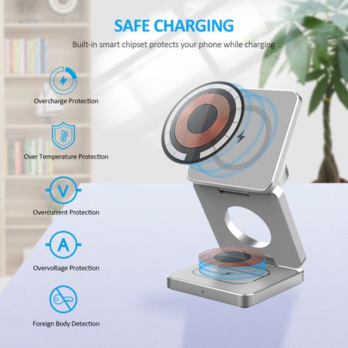 Wireless Charger 3 in 1 Foldable Magnetic Wireless